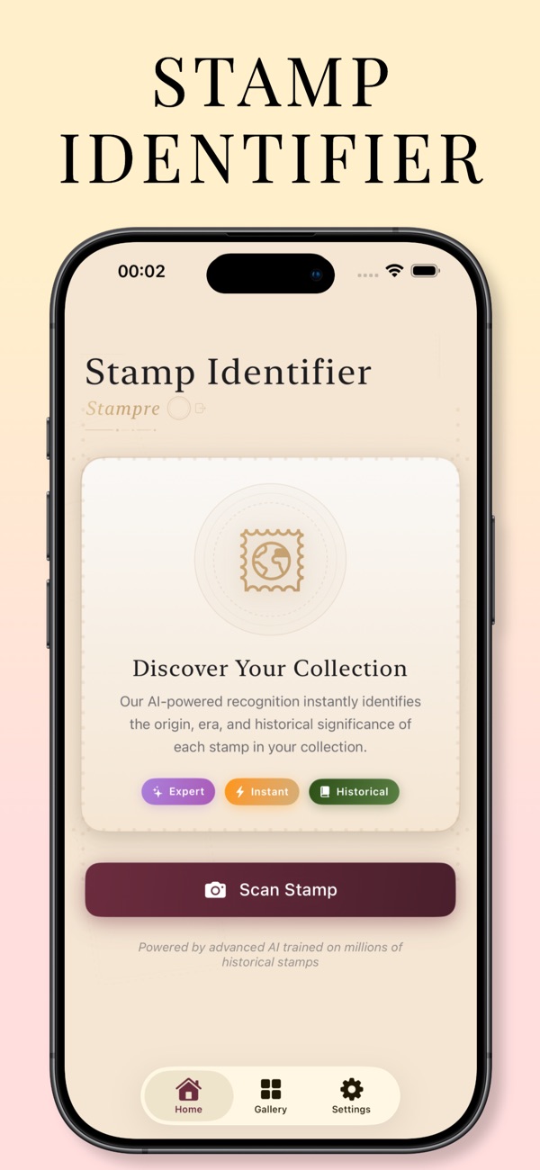 Stamp identifier home screen