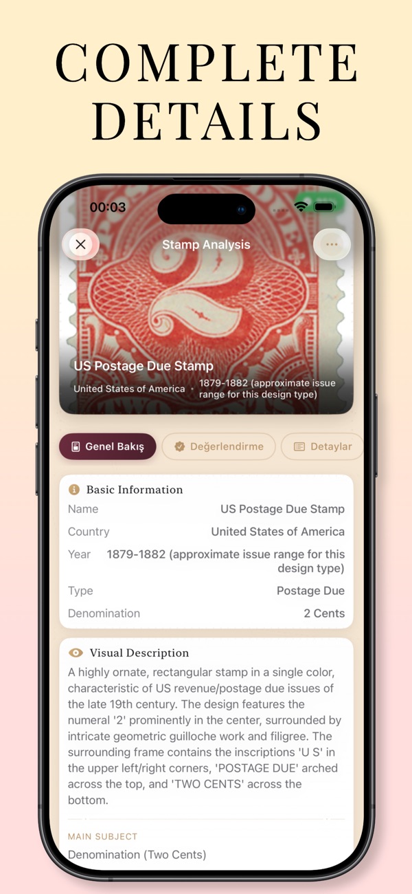 Stamp appraisal report with market value